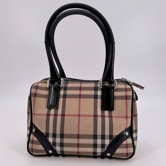 Vintage Y2K Burberry Chester House Check Coated Canvas Bowling Bag Satchel FLAWS - Picture 1 of 13